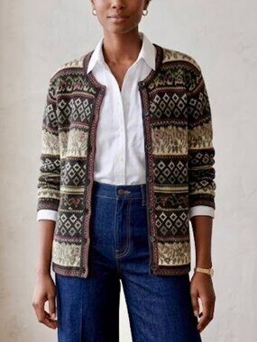 VTG 90s Cherokee Fair Isle Knit Button Cardigan Large Grandmacore Cabin Cozy